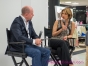 Editor Daisy Olivera and Brian Rennie co-hosting Basler fashion show